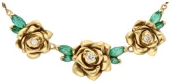 Franklin Mint 18k geelgouden collier met smaragd en diamanten