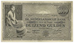 Nederland. 1000 Gulden. Bankbiljet. Type 1919.  R. - Zeer Fraai