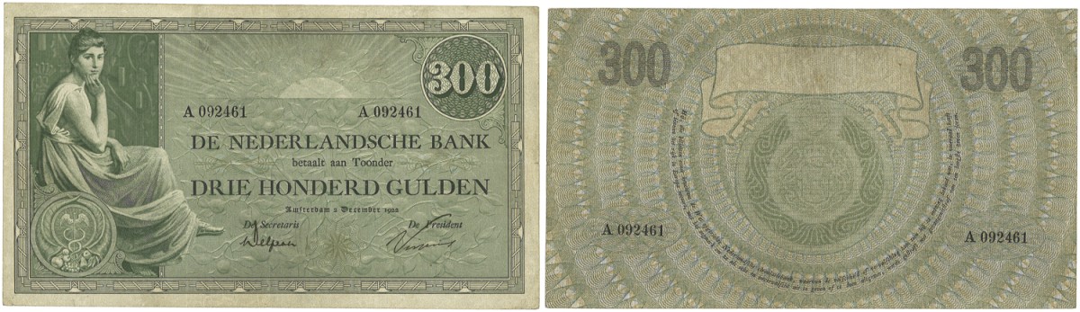 Nederland. 300 Gulden. Bankbiljet. Type 1922. Type Grietje Seel. - Zeer Fraai.
