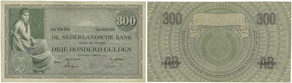 Nederland. 300 Gulden. Bankbiljet. Type 1921. Type Grietje Seel. - Zeer Fraai / Prachtig.