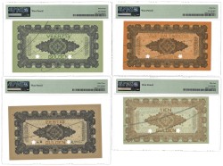 Nederland. Lot 4 Specimen biljetten. Bankbiljetten. Type 1914. Type Specimen Set. - PMG 55 - PMG 63