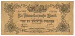 Nederland. 25 Gulden. Bankbiljet. Type 1860. - Zeer Fraai +