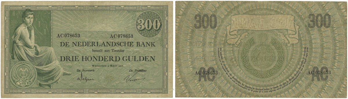 Nederland. 300 Gulden. Bankbiljet. Type 1921. Type Grietje Seel. - Zeer Fraai.