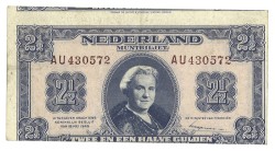 Nederland. 2 1/2 Gulden. Misdruk. Type 1945. - Prachtig.