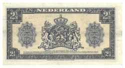 Nederland. 2 1/2 Gulden. Misdruk. Type 1945. - About UNC.