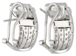 14K witgouden Art Deco creolen bezet met diamant en onyx