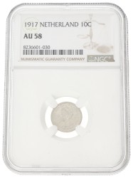 10 Cent. Wilhelmina. 1917. AU 58