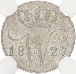 5 Cent. Willem I. 1827 U. NGC graded. MS 65