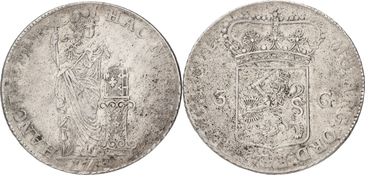 3 Gulden - generaliteit. Holland. 1764. VF