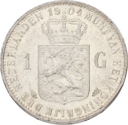 1 Gulden. Wilhelmina. 1904. XF +