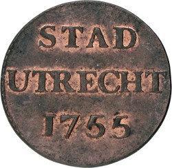 Duit. Utrecht stad. 1755. UNC