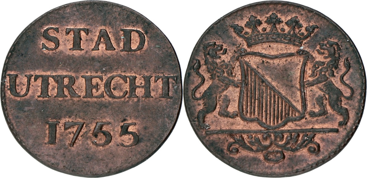 Duit. Utrecht stad. 1755. UNC