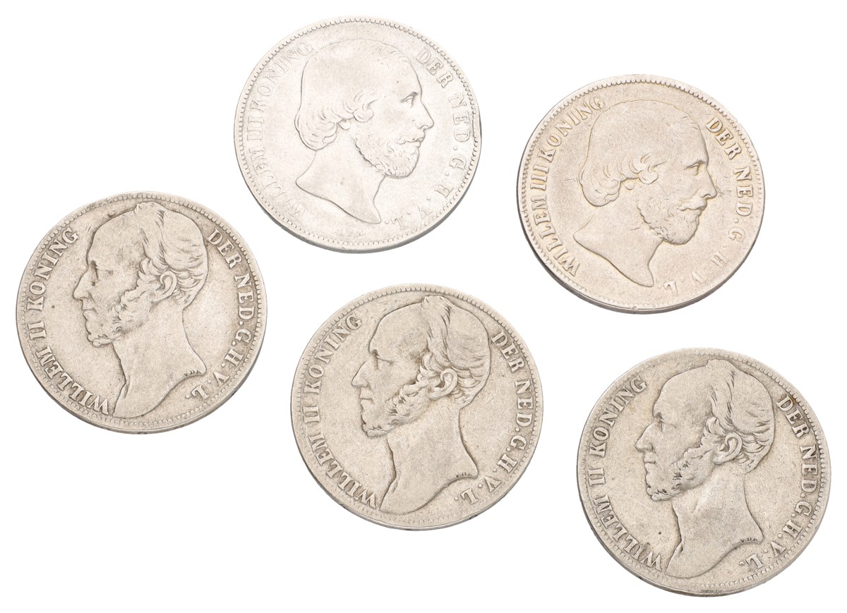 Lot (5) 1 Gulden. Average F