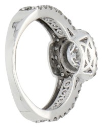18K Witgouden shoulder ring bezet met diamant - HRD gecertificeerd