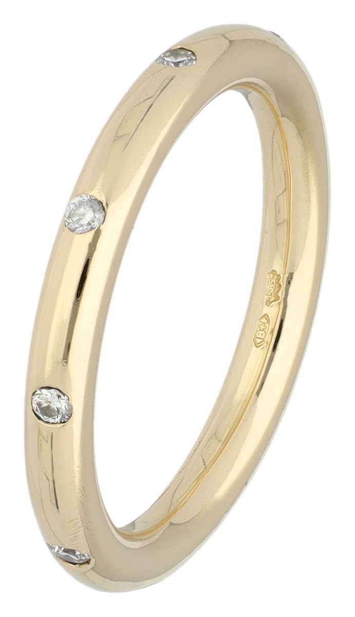 Bron 14K geelgouden stax ring bezet met diamant