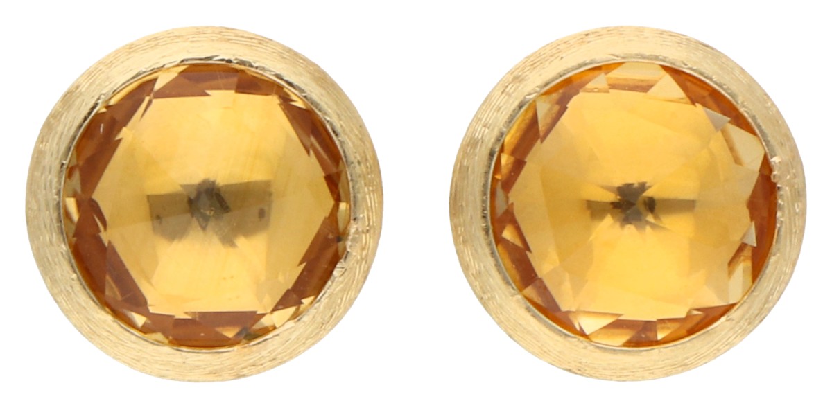 Marco Bicego 18K geelgouden jaipur oorstekers bezet met gele kwarts