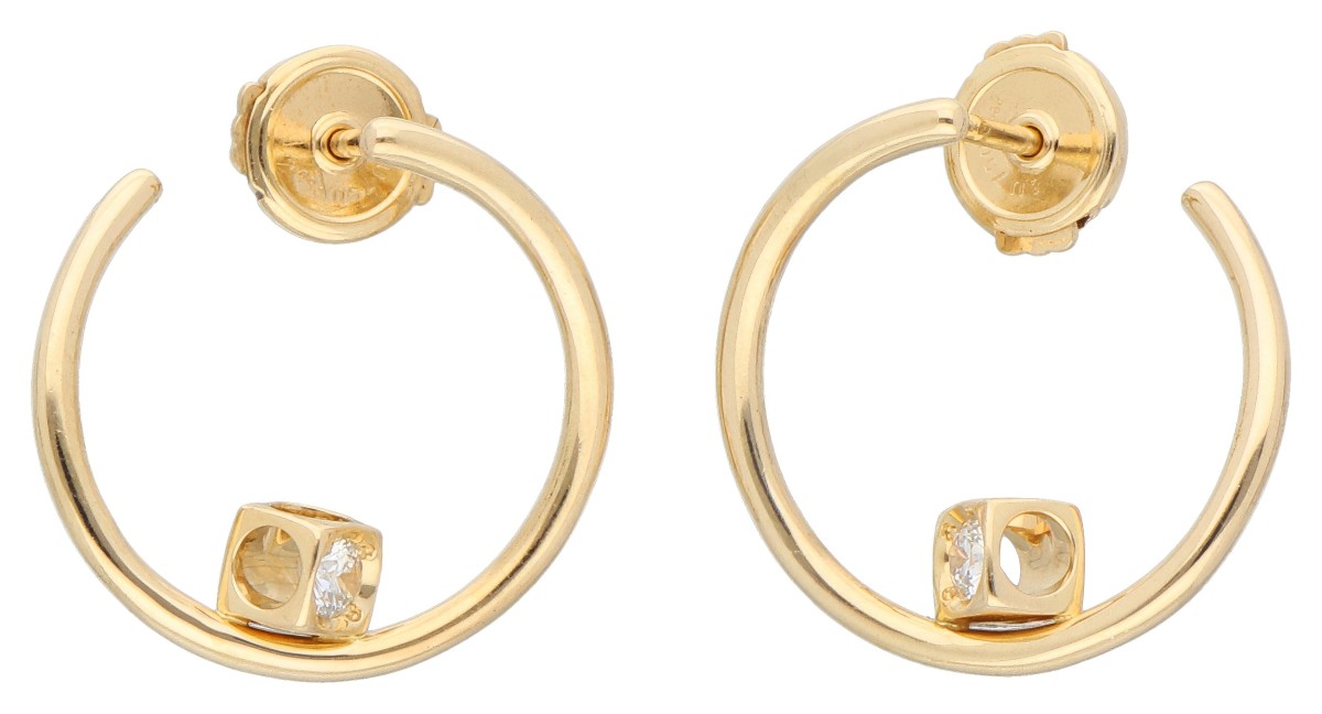 Dinh Van 18K Le Cube geelgouden oorstekers bezet met diamant