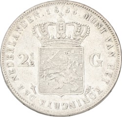 2½ Gulden. Willem III. 1855. VF