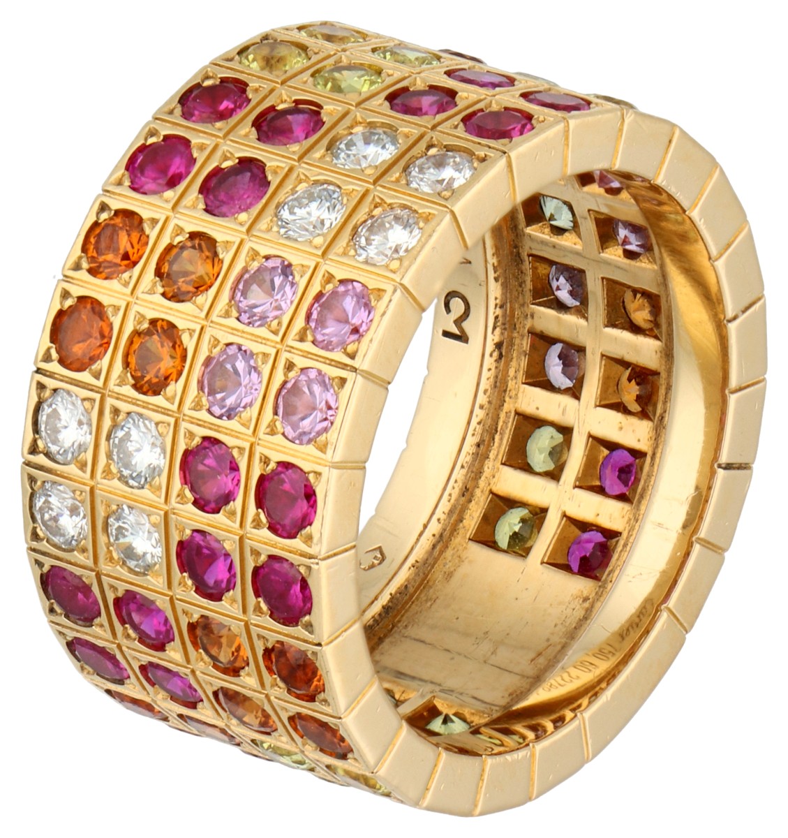 Cartier Lanières  18K geelgouden ring bezet met ca. 5.50 ct. diverse edelstenen