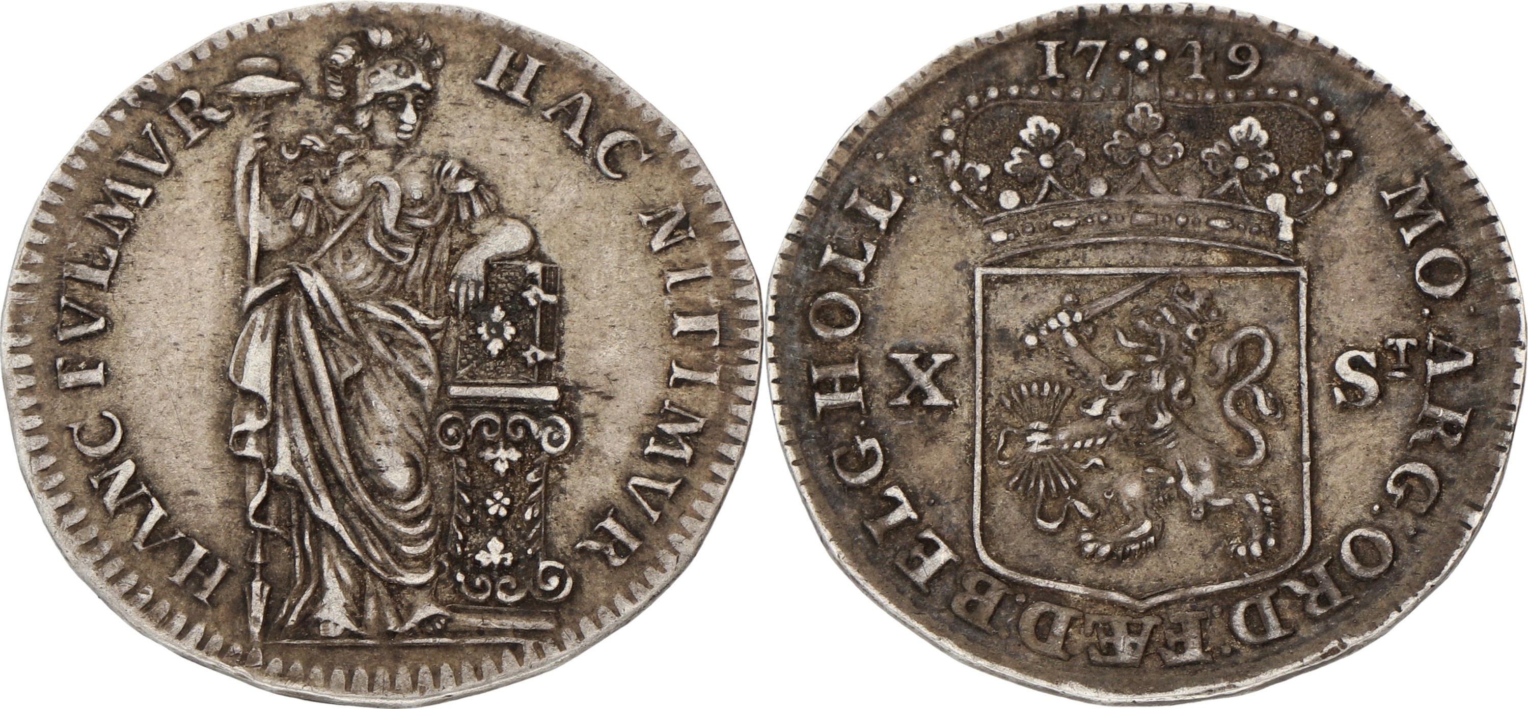 Halve generaliteitsgulden van X stuiver. Holland. 1749. XF