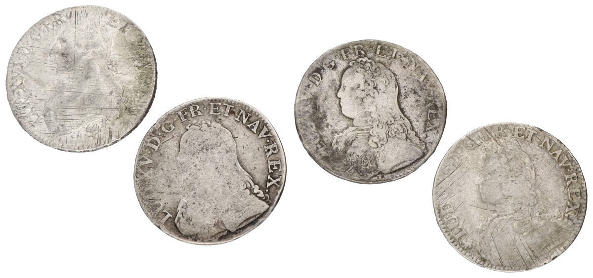 Goudwisselkantoor auction: France. Louis XV & XVI. Lot (4) 1 Écu. Average VF