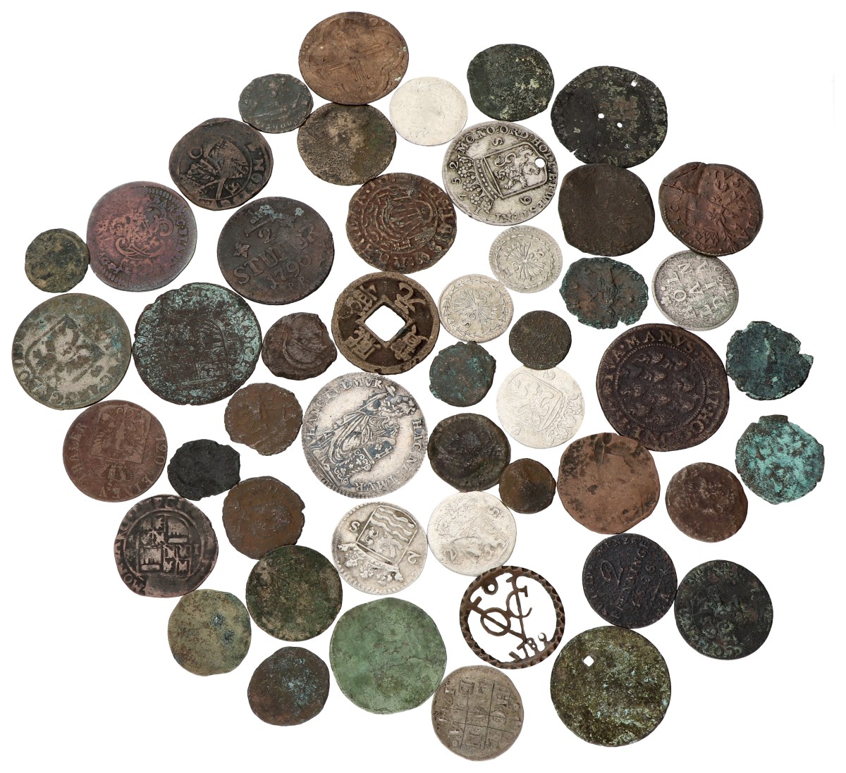 Goudwisselkantoor auction: World. Lot (49) Mixed Silver and bronze coins. Average F
