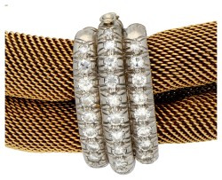 18K geelgouden milanese armband bezet met ca. 0.58 ct. diamant