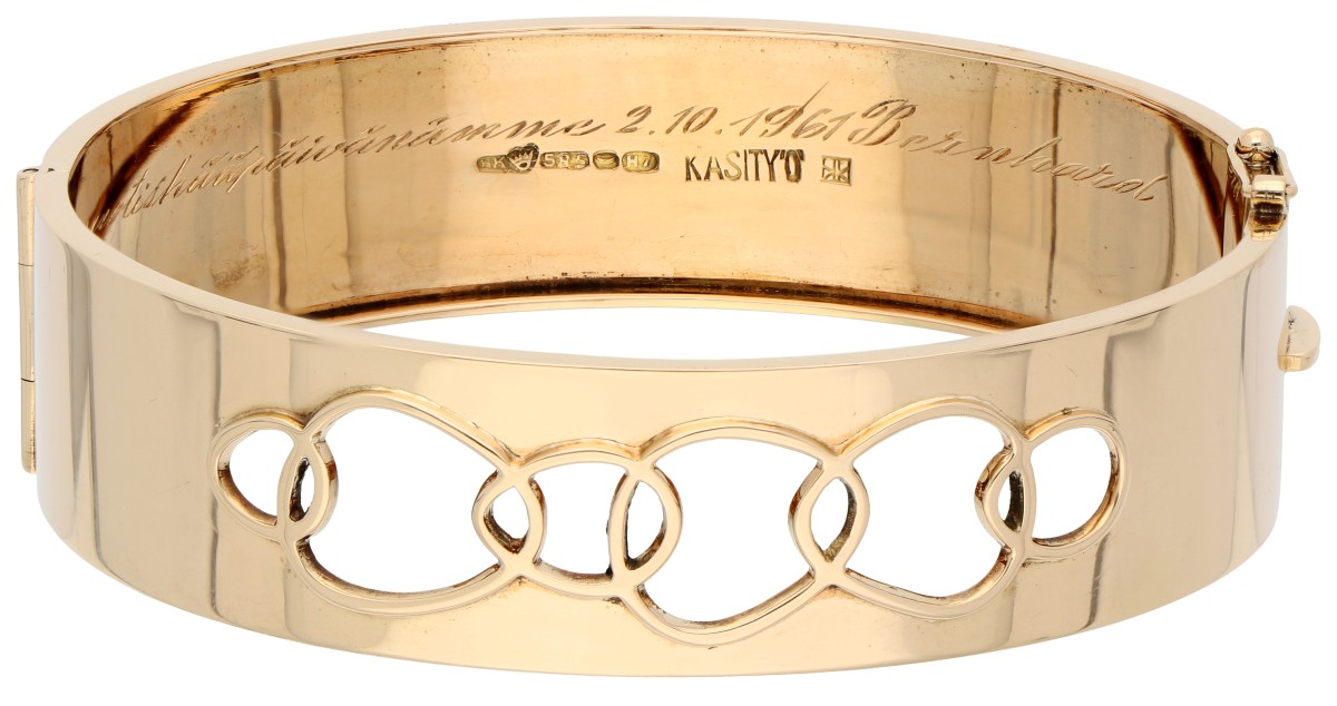 14K geelgouden handgemaakte bangle armband door Heikki Kaksonen