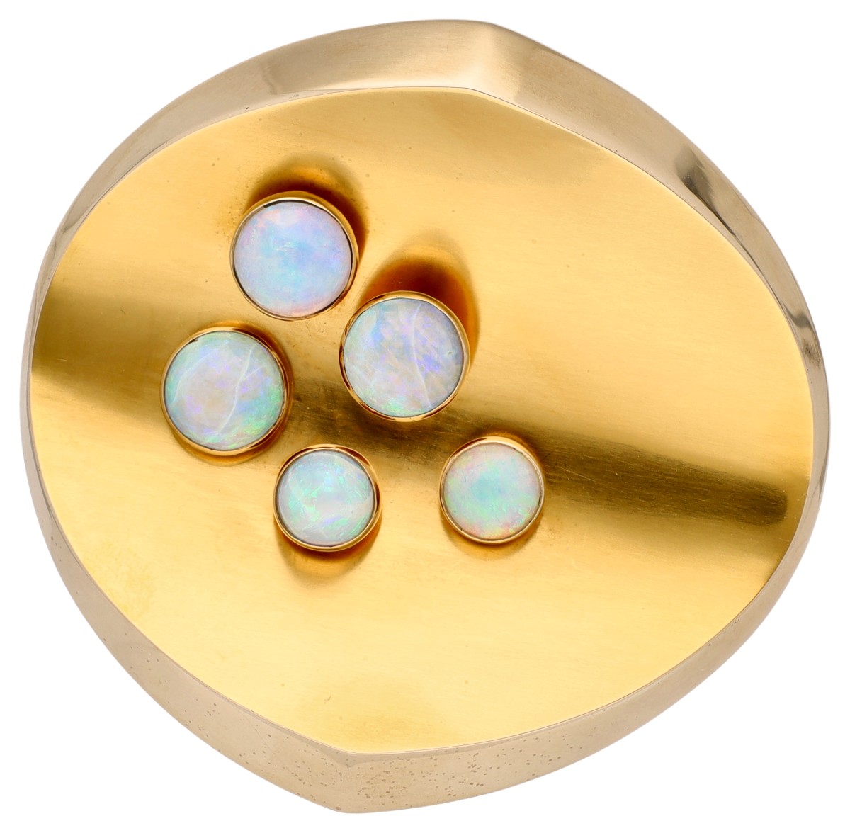 14K Finse design geelgouden broche met opaal door Heikki Kaksonen