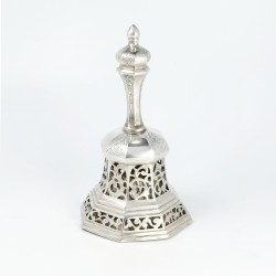 Biedermeier tafelbel, Hendrikus Simon de Leeuw, 's-Hertogenbosch 1854, zilver
