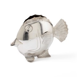 Visvormige vaas, Fratelli Cacchione, Milaan ca. 1970, zilver