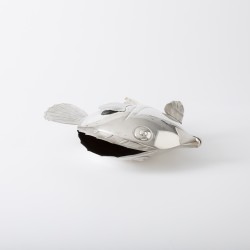 Visvormige vaas, Fratelli Cacchione, Milaan ca. 1970, zilver