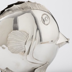 Visvormige vaas, Fratelli Cacchione, Milaan ca. 1970, zilver