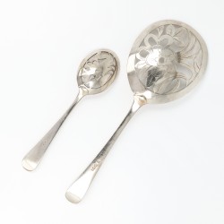 Christa Ehrlich natfruitschep en zuurlepel, model 1064, Voorschoten 1930, zilver