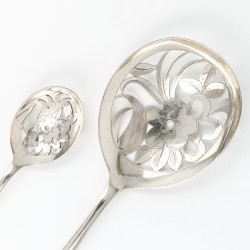 Christa Ehrlich natfruitschep en zuurlepel, model 1064, Voorschoten 1930, zilver