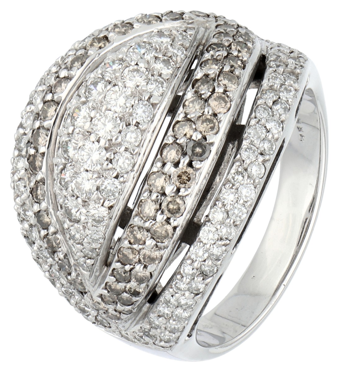 Witgouden pavé ring bezet met ca. 0.79 ct. diamanten