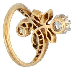18K geelgouden antieke toi et moi ring met ca. 0.59 ct. diamant