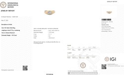 14K geelgouden stirrup ring bezet met ca. 1.00 ct. diamant, IGI gecertificeerd