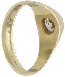 14K geelgouden stirrup ring bezet met ca. 1.00 ct. diamant, IGI gecertificeerd