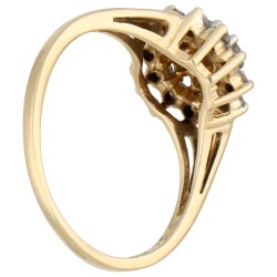 14K geelgouden rozet ring bezet met diamant