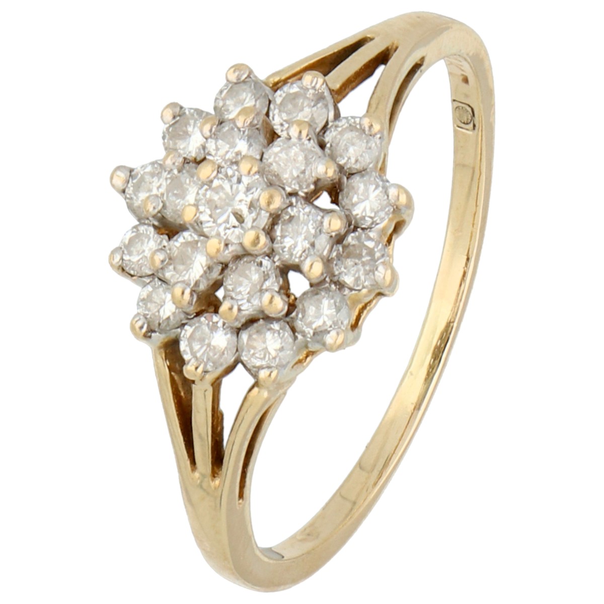 14K geelgouden rozet ring bezet met diamant