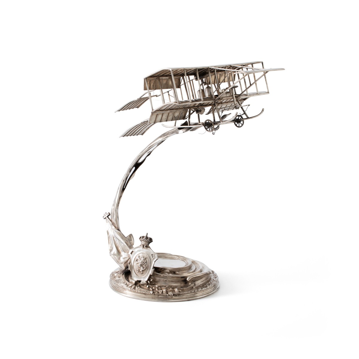 Goudwisselkantoor auction: Monumental showpiece Farman III aircraft, Europe, ca. 1910, silver