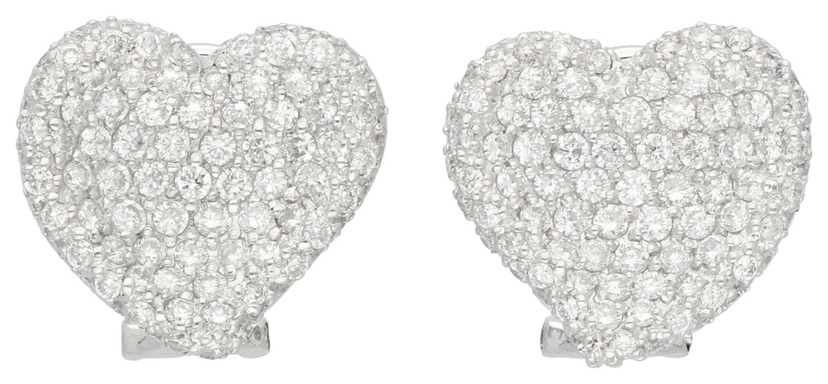 18K witgouden hart oorstekers met diamanten