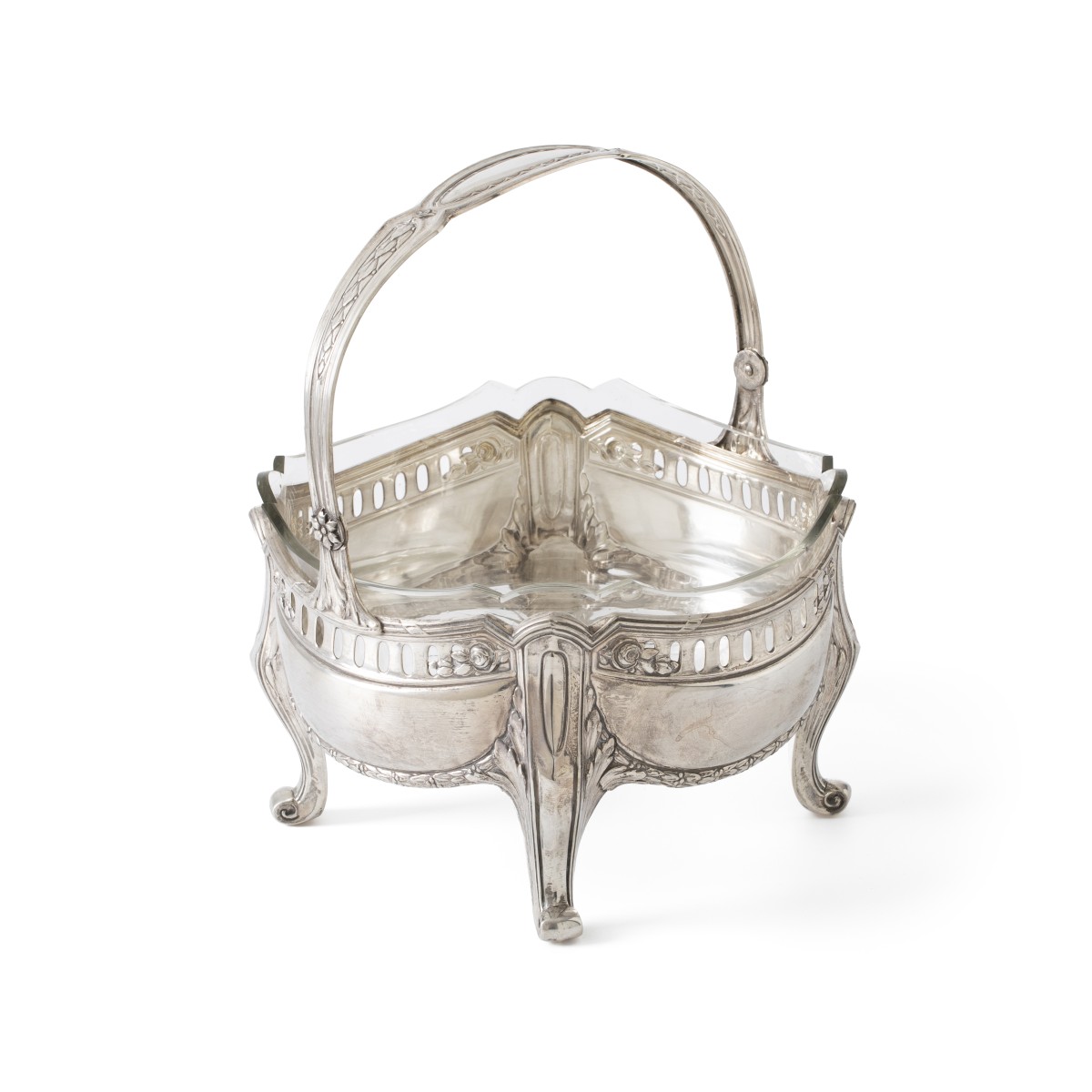 Art Nouveau schaal, Lutz & Weiß, Pforzheim ca. 1900, zilver