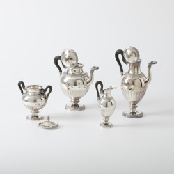 Christofle Cardeilhac koffie- & thee servies, model Fontainebleau (4), Parijs ca. 1970-1980, zilver
