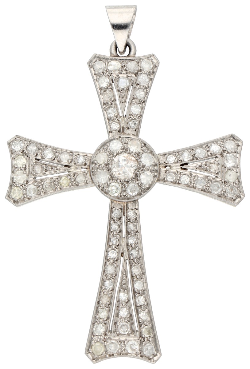 14K bicolor gouden hanger bezet met ca. 1.65 ct. diamant