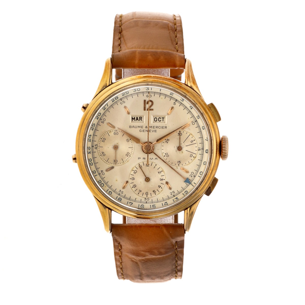 No Reserve - Baume & Mercier Prima Triple Date Chrono 18K. 3902 - Heren horloge