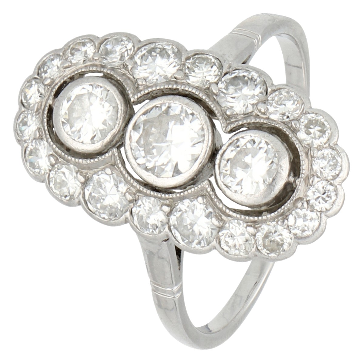 14K witgouden prinsessen ring bezet met ca. 0.93 ct. diamant