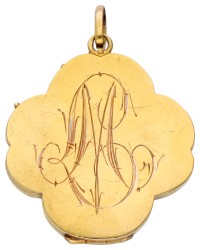 14K geelgouden medaillon bezet met diamant