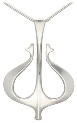 Sterling zilveren spang collier met hanger door Noorse designer David Andersen